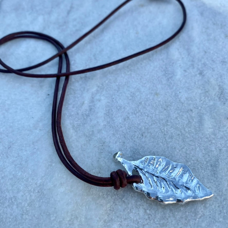 Silver Leaf Pendant Necklace