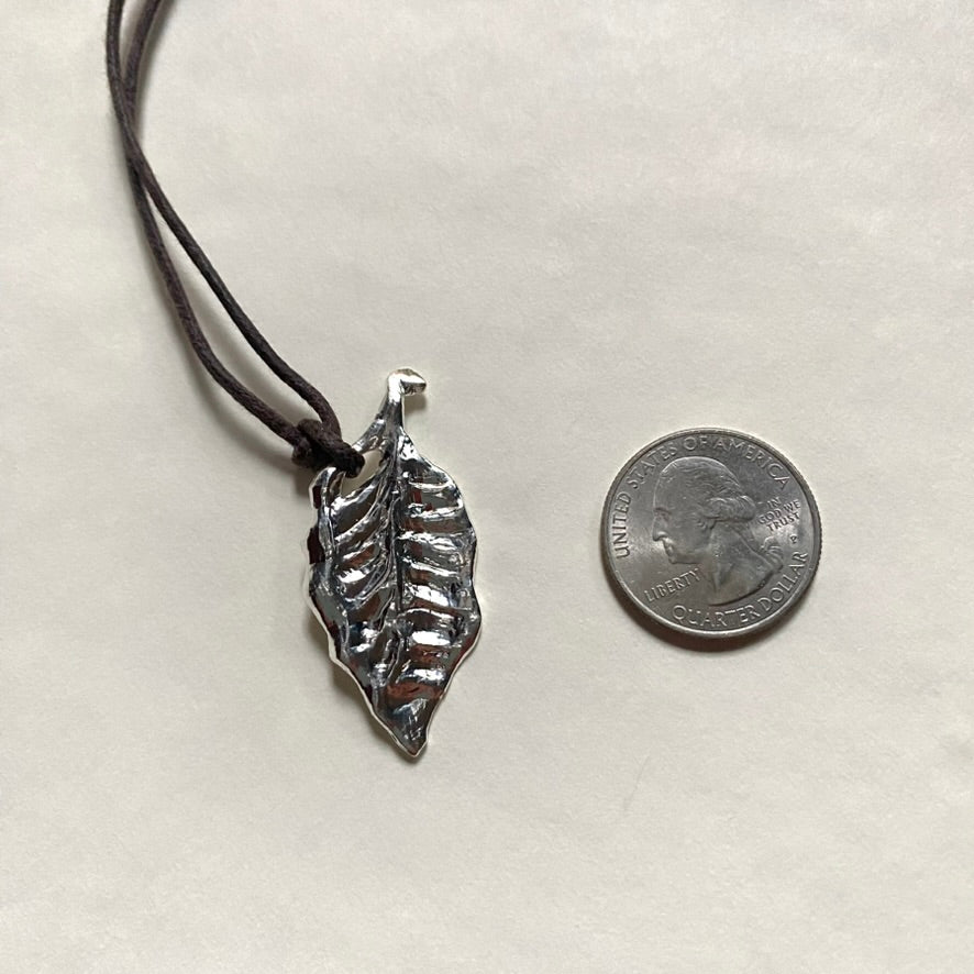Silver Leaf Pendant Necklace