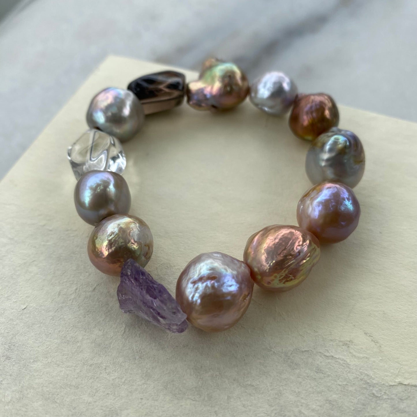 Pearl and stone bracelet