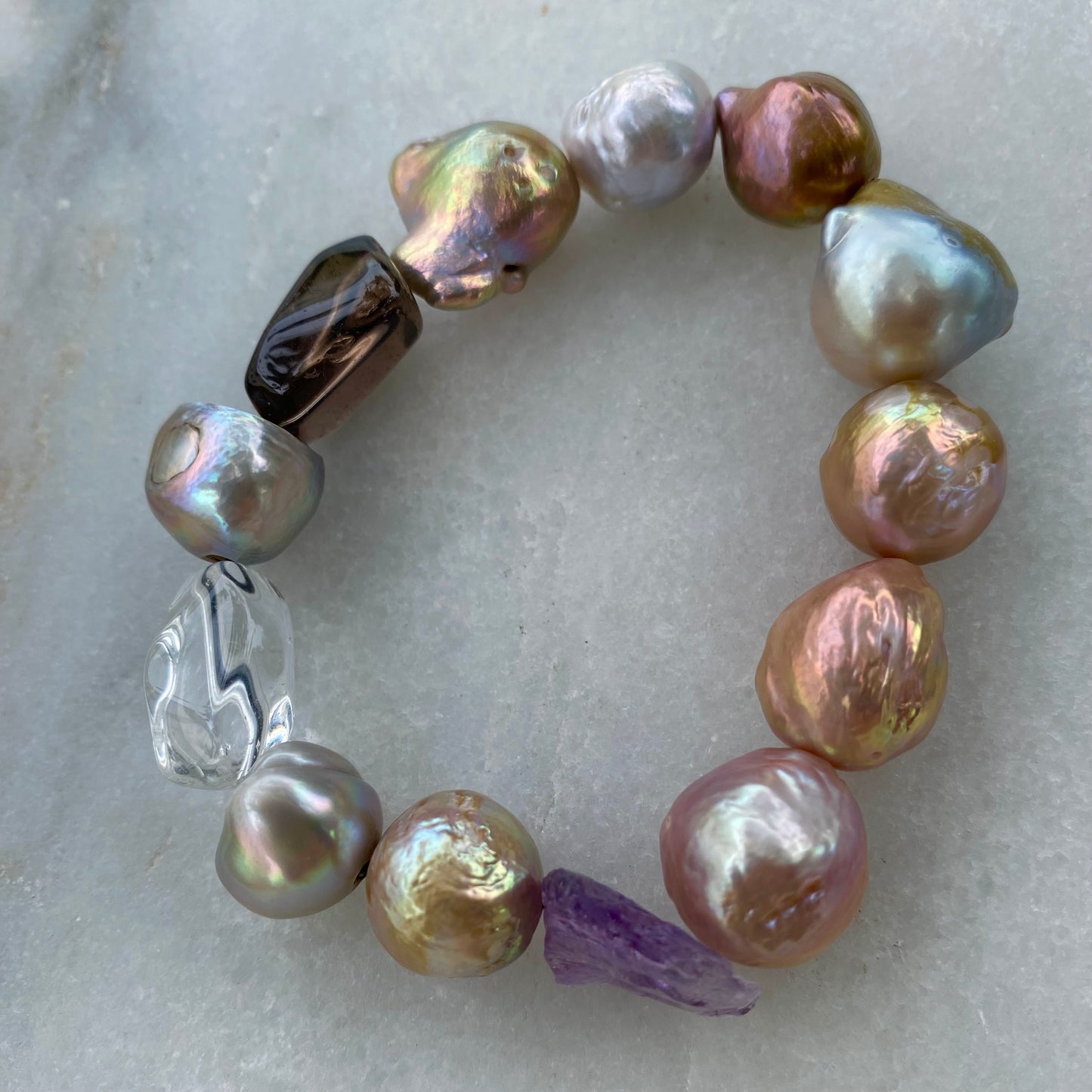 Pearl and stone bracelet