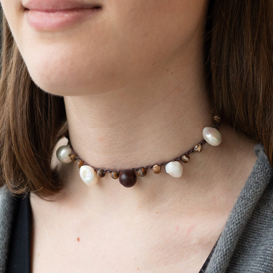 Pearl and Bead Choker Necklace