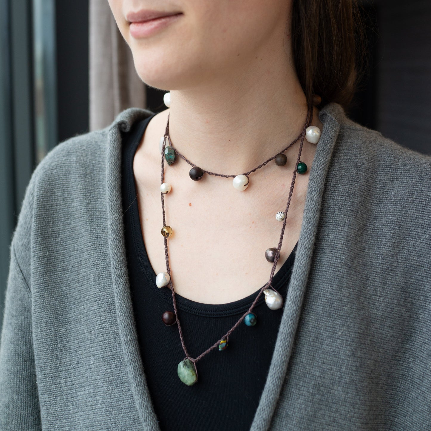 Pearl and Stone Bead Necklace
