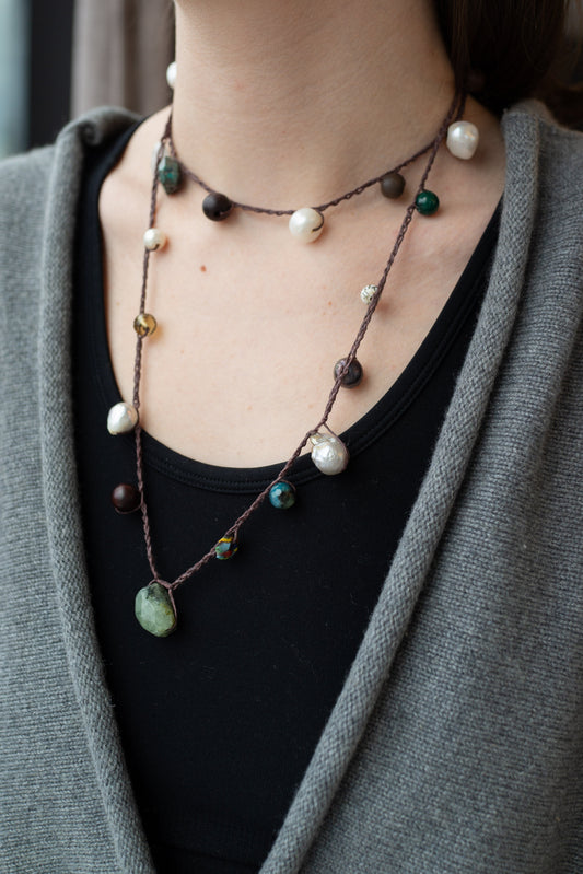 Pearl and Stone Bead Necklace